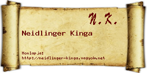 Neidlinger Kinga névjegykártya